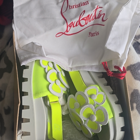 Christian Louboutin Little Girls Bright Yellow Floral Sandals